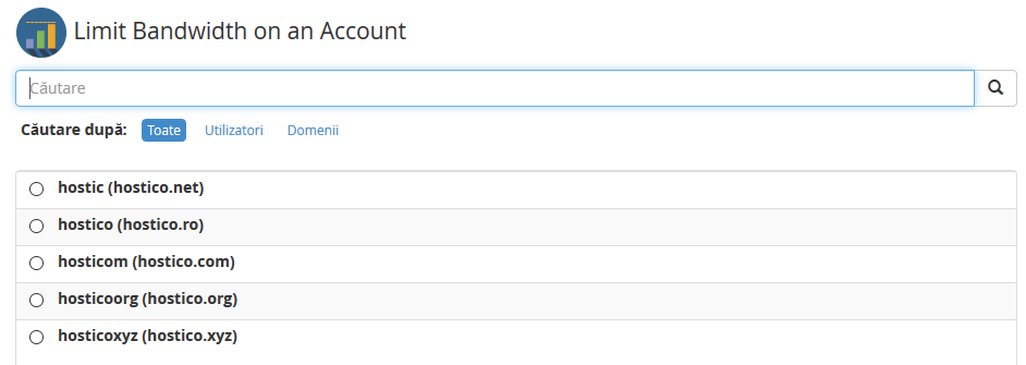 Limitare bandwidth on an Account